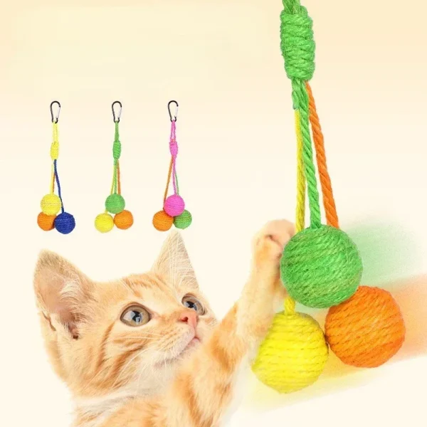 Pet Cat Hanging Sisal Balls