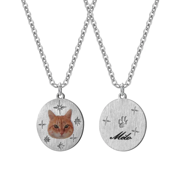 Personalized Enamel Cat Memorial Necklace